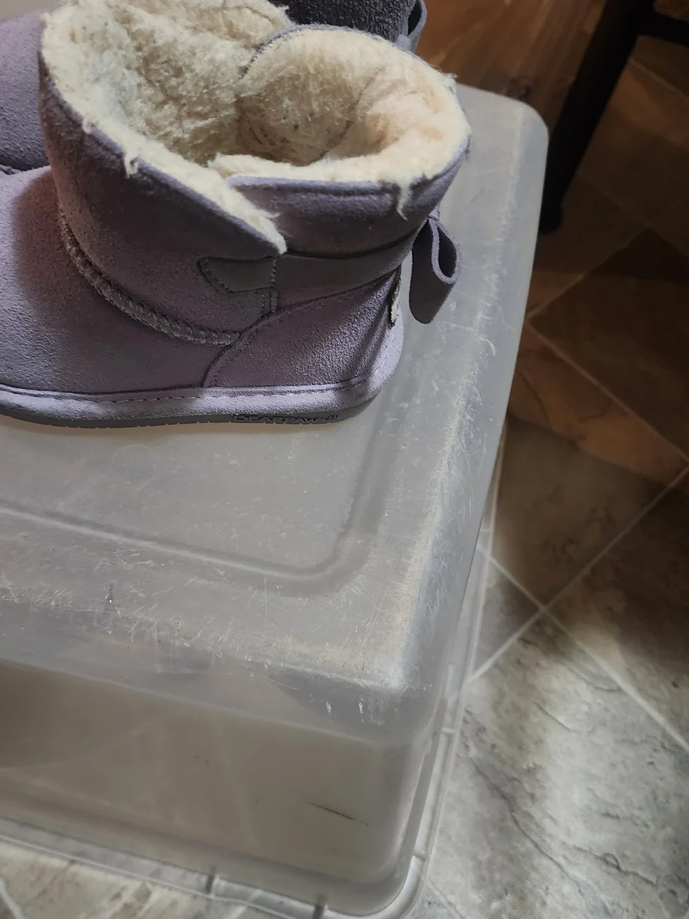 BearPaw Kids Plush Lined Suede Boots - Light Purple Size 8